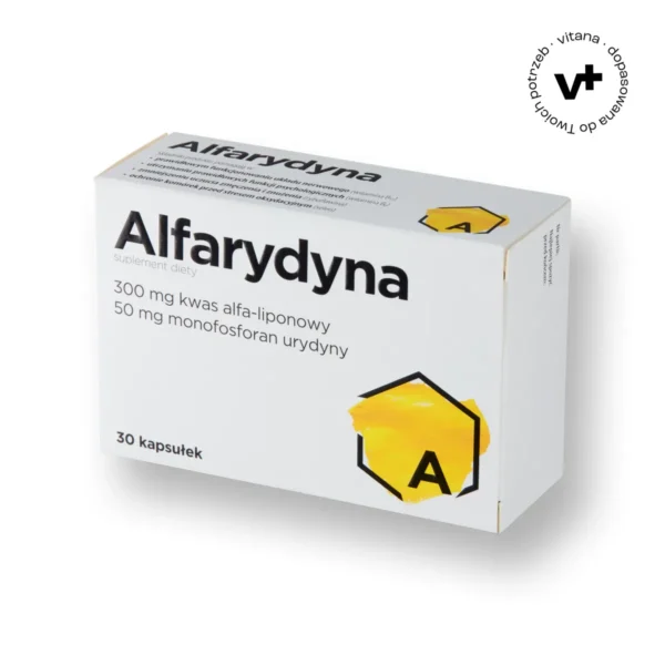 Alfarydyna - 30 kapsułek wspierających układ nerwowy, zawierająca kwas alfa-liponowy, monofosforan urydyny, witaminy z grupy B i selen.