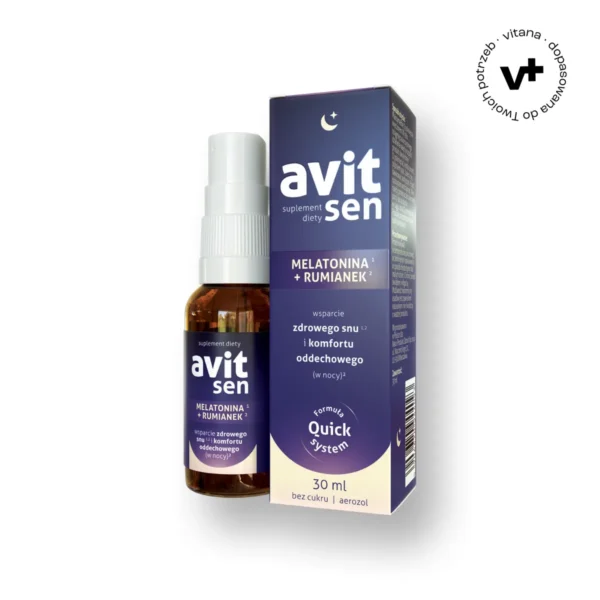 Avit Sen spray doustny 30 ml z melatoniną i rumiankiem - wsparcie snu i relaksu dla dorosłych