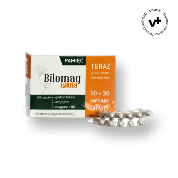 Bilomag Plus, 120 kapsułek - suplement diety wspierający funkcje mózgu i układu nerwowego