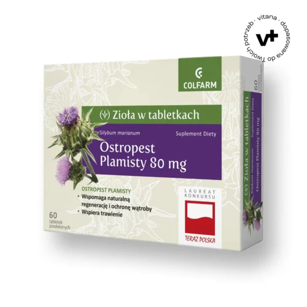 Colfarm Ostropest Plamisty 80 mg, 60 tabletek powlekanych – wsparcie funkcji wątroby i układu trawiennego
