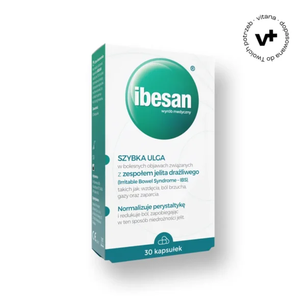 Ibesan, 30 kapsułek miękkich - suplement diety wspomagający łagodzenie wzdęć, uczucia pełności i odbijania
