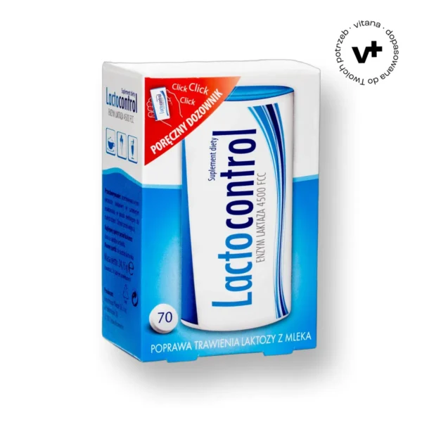 Lactocontrol - 70 tabletek powlekanych, suplement diety wspomagający trawienie laktozy, producent: Natur Produkt Pharma