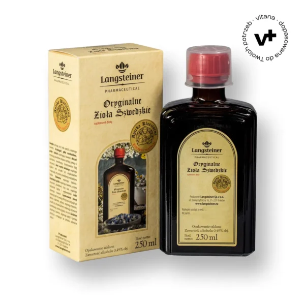 Langsteiner Oryginalne Zioła Szwedzkie w płynie, 250 ml – naturalny preparat wspierający trawienie i apetyt