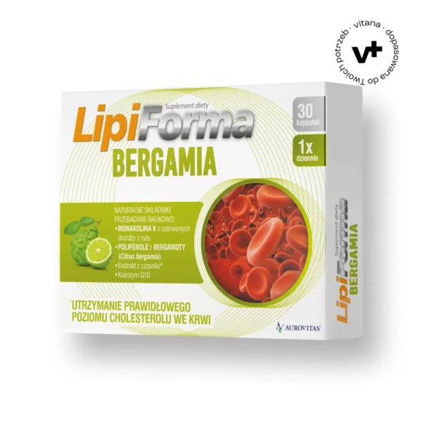 Lipiforma Bergamia, 30 kapsułek – suplement diety wspierający utrzymanie prawidłowego poziomu cholesterolu i ochronę serca