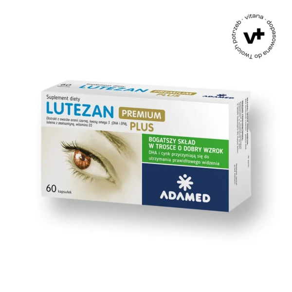 Lutezan Premium Plus, 60 kapsułek – suplement diety z luteiną i DHA dla zdrowia oczu