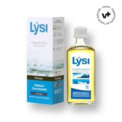 Lysi Tran islandzki naturalny, olej, 240 ml - wspiera odporność, wzrok i funkcje mózgu dla całej rodziny