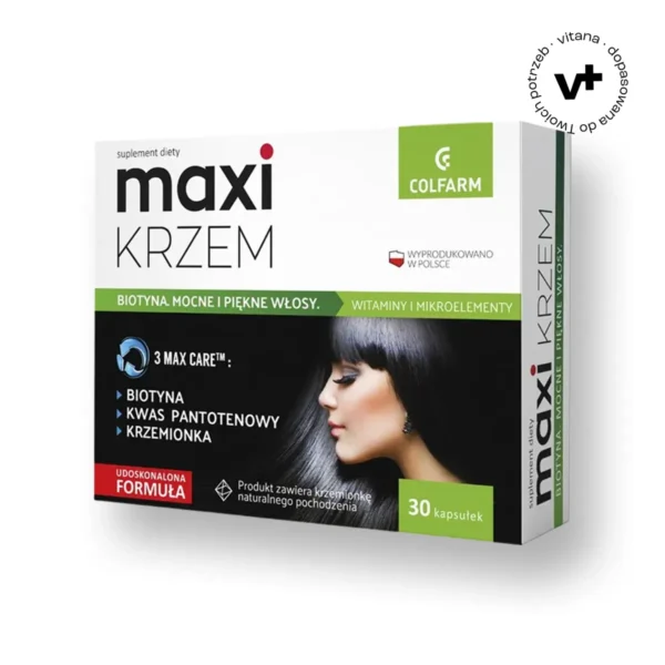 Maxi Krzem, 30 kapsułek – suplement diety wspierający zdrowie włosów, skóry i paznokci z kompleksem 3MAX CARE