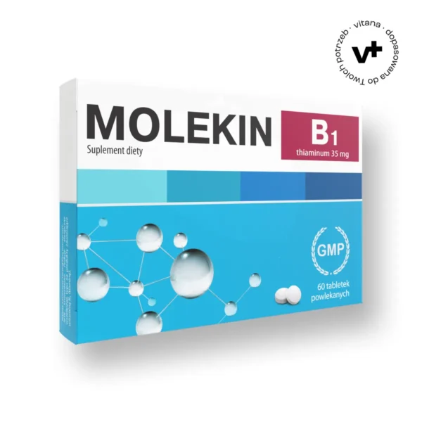 Molekin B1 35 mg, 60 tabletek powlekanych - suplement diety wspierający prawidłowe funkcjonowanie układu nerwowego i metabolizm energetyczny