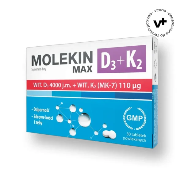 Molekin D3 + K2 Max - 30 tabletek powlekanych wspierających kości i odporność