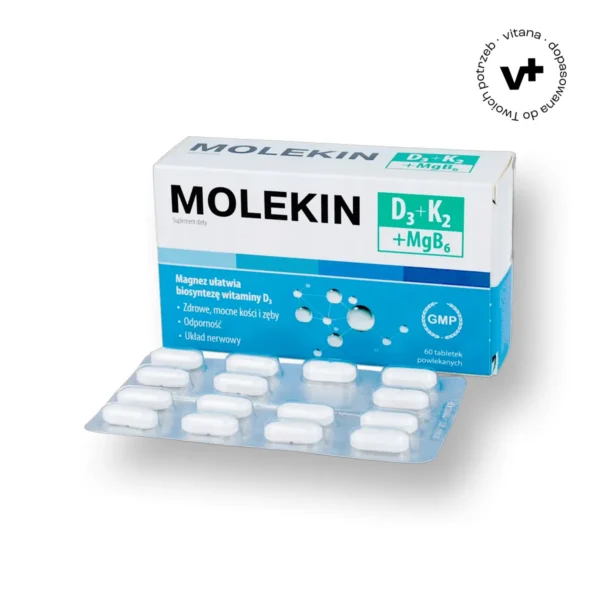 Molekin D3 + K2 + MgB6, 60 tabletek powlekanych - suplement diety wspierający zdrowie kości i odporność