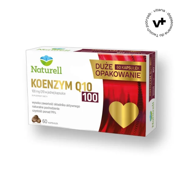 Naturell Koenzym Q10 100 mg w formie 60 kapsułek - suplement diety wspierający produkcję energii komórkowej i funkcjonowanie serca