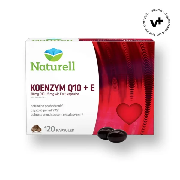 Naturell Koenzym Q10 + E, 120 kapsułek - suplement diety wspierający energię komórkową i ochronę antyoksydacyjną