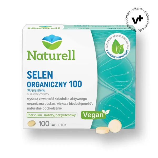Naturell Selen Organiczny 100 mg - suplement diety wspierający odporność, zdrowie tarczycy oraz kondycję włosów i paznokci