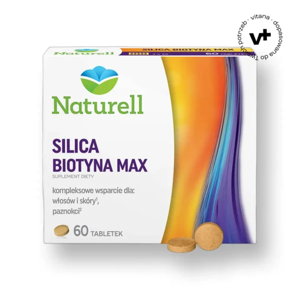 Naturell Silica Biotyna Max, 60 tabletek - suplement diety wspierający zdrowie włosów, skóry i paznokci