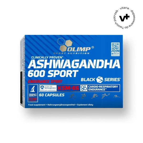 Olimp Ashwagandha 600 Sport, 60 kapsułek – suplement diety wspierający energię, kondycję i odporność na stres dla osób aktywnych fizycznie