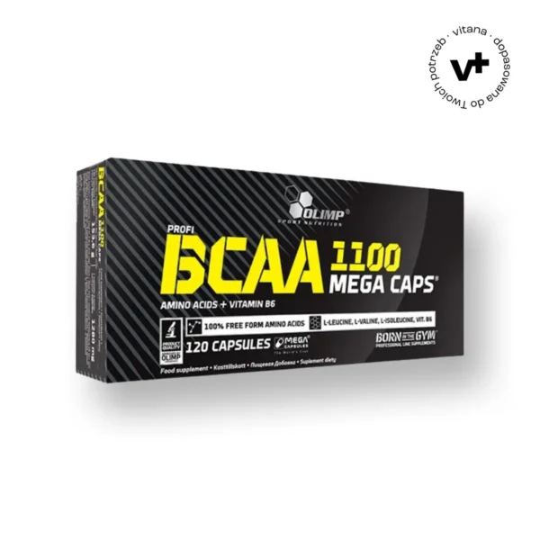 Olimp BCAA 1100 Mega Caps, 120 kapsułek – suplement dla osób aktywnych fizycznie wspierający rozwój mięśni i redukcję zmęczenia