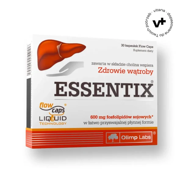 Olimp Essentix® - suplement diety z fosfolipidami sojowymi w formie 30 kapsułek, wspierający funkcje wątroby i prawidłowe trawienie