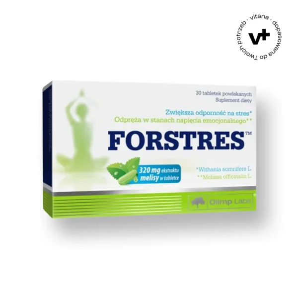 Olimp Forstres, 30 tabletek powlekanych - suplement diety z ashwagandhą, melisą, magnezem i witaminą B6 wspierający układ nerwowy i redukcję stresu