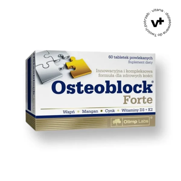 Olimp Osteoblock Forte, 60 tabletek powlekanych – suplement diety wspierający zdrowie kości z wapniem, witaminą D i K