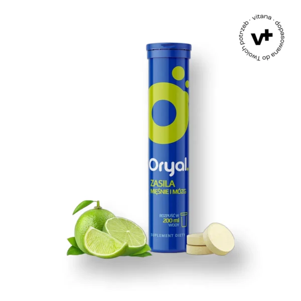 Oryal - 20 tabletek musujących o smaku limonkowo-cytrynowym wspierających pracę mózgu i mięśni
