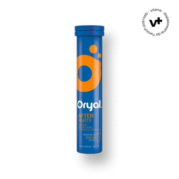 Oryal After Party - tabletki musujące o smaku pomarańczowym, uzupełniające elektrolity po wysiłku fizycznym