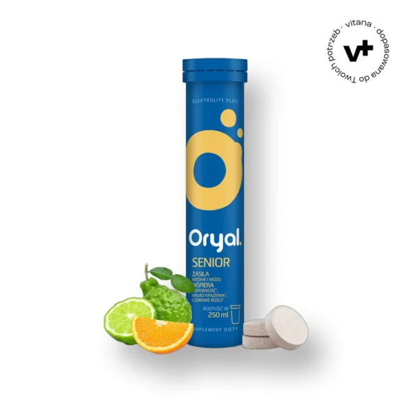 oryal-senior-20-tabletek-musujacych-smak-pomaranczy-bergamoty Oryal Senior, 20 tabletek musujących o smaku pomarańczy i bergamoty - suplement diety wspierający mięśnie, mózg, układ krążenia i kości dla seniorów
