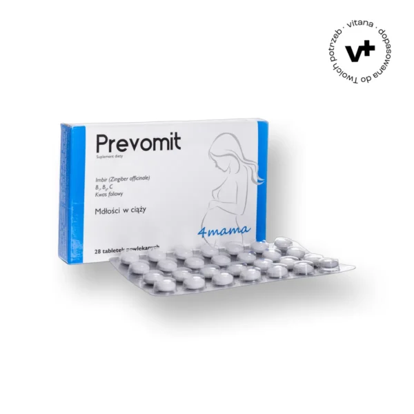 Prevomit - suplement diety z imbirem i witaminami na mdłości ciążowe, 28 tabletek powlekanych