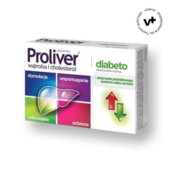 Proliver Diabeto, 30 tabletek - suplement diety wspierający utrzymanie prawidłowego poziomu cukru we krwi