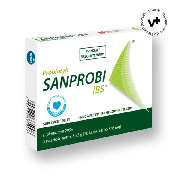 Sanprobi IBS, 20 kapsułek – probiotyk wspierający równowagę mikroflory jelitowej