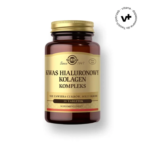 Solgar Kwas Hialuronowy Kolagen Kompleks - suplement diety wspierający zdrowie stawów i kondycję skóry, 30 tabletek
