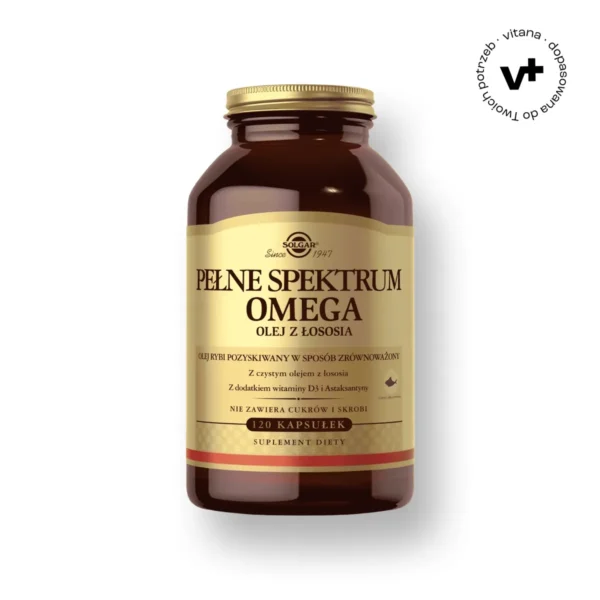 Solgar Pełne Spektrum Omega, 120 kapsułek – suplement diety wspierający funkcje mózgu, wzroku i odporności