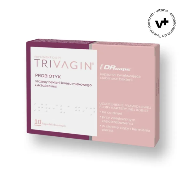 Trivagin - suplement diety z 4 szczepami bakterii kwasu mlekowego, wspierający zdrowie intymne kobiet, 10 kapsułek doustnych