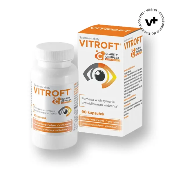Vitroft Clarity Complex – suplement diety z cynkiem i witaminą C dla zdrowia oczu, 90 kapsułek.