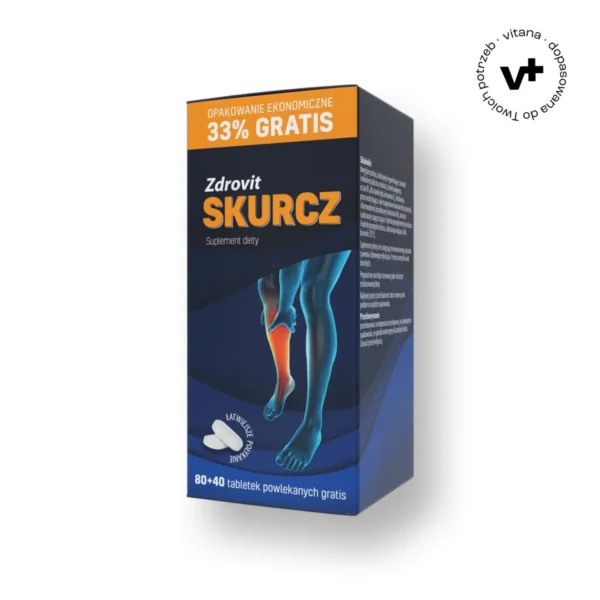 Zdrovit Skurcz - suplement diety w formie 120 tabletek powlekanych, wspierający funkcjonowanie mięśni i układu nerwowego