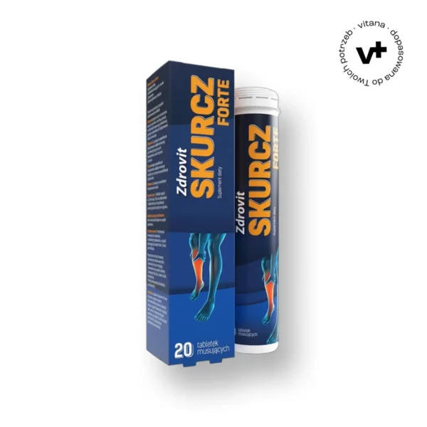 Zdrovit Skurcz Forte, 20 tabletek musujących o smaku cytrynowym - suplement diety z magnezem i potasem wspierający funkcjonowanie mięśni i układu nerwowego