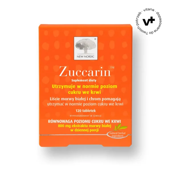 Zuccarin - standaryzowany wyciąg z morwy białej, 120 tabletek, dla utrzymania prawidłowego poziomu cukru we krwi